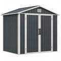 Metalen tuinhuis 257 x 205 x 178 cm met dubbele deur - Antracietgrijs/Wit