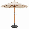 Houten tuinparasol met ronde voet Ø 270 cm, 250 cm hoog - Crème/Bruin/Zwart