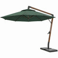 Zweefparasol 300 x 300 cm Donkergroen met Bruin Houtlook Frame