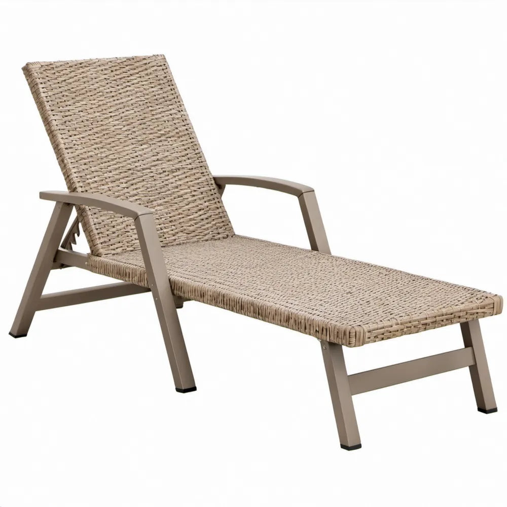 Inklapbare ligstoel met verstelbare rugleuning 196 x 65 x 100 cm beige en taupe