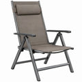 Verstelbare inklapbare stoel met armleuningen en hoofdsteun, 70 x 59 x 110 cm, taupe/antraciet