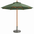 Ronde stokparasol Ø 300 cm donkergroen met hardhouten frame en granieten voet
