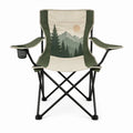 Inklapbare campingstoel met armleuningen, bekerhouder en bergprint - 90 x 60 x 110 cm - Groen/Crème/Zwart