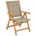 Inklapbare stoel met armleuningen 55 x 61 x 94 cm naturel acaciahout en beige textilene