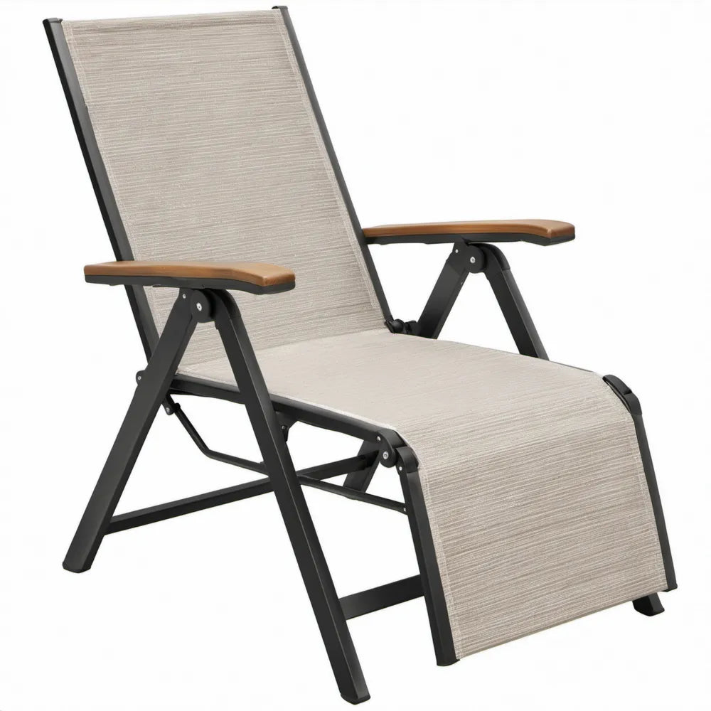 Verstelbare inklapbare relaxfauteuil met voetensteun 61 x 75 x 110 cm Beige/Zwart/Bruin