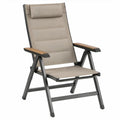 Verstelbare opvouwbare tuinstoel 61 x 76 x 110 cm – Taupe/Zwart/Bruin