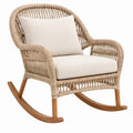 Schommelstoel 88 x 70 x 100 cm van naturel PE-rotan met crèmekleurige kussens
