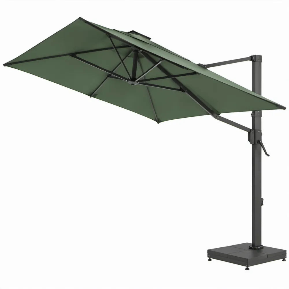 Zweefparasol met voet 300 x 300 cm donkergroen/antraciet staal en polyester