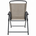 Opvouwbare tuinstoel met armleuningen, textilene, 56 x 65 x 91 cm, taupe/zwart
