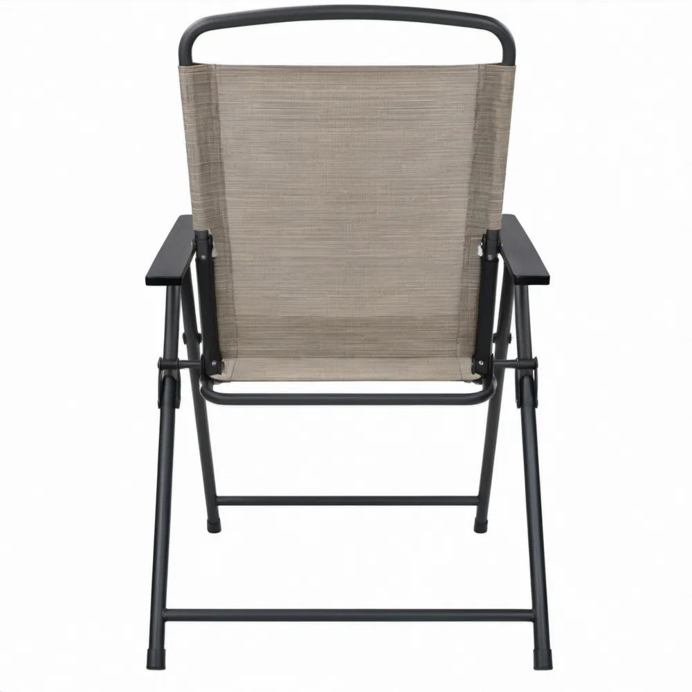 Opvouwbare tuinstoel met armleuningen, textilene, 56 x 65 x 91 cm, taupe/zwart