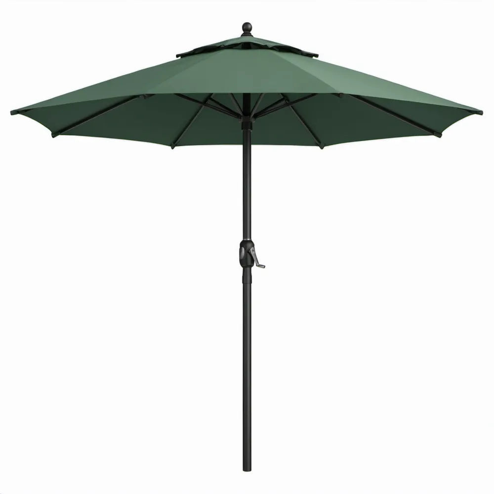 Ronde tuinparasol Ø 300 cm, donkergroen polyester met zwart stalen frame