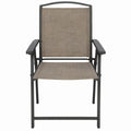 Opvouwbare tuinstoel met armleuningen, Textilene, taupe/zwart, 56 x 65 x 108 cm