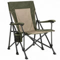 Opvouwbare campingstoel met armleuningen en zijvak, 60 x 50 x 105 cm, groen/beige/zwart