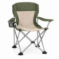 Inklapbare campingstoel met bekerhouder en opbergnet, groen/beige, 60 x 60 x 90 cm