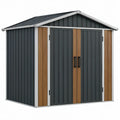Metalen tuinhuis met dubbele deuren, 213 x 130 x 185 cm, antraciet/bruin/zilver