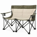 Dubbele inklapbare campingstoel 138 x 60 x 95 cm in beige, groen en zwart