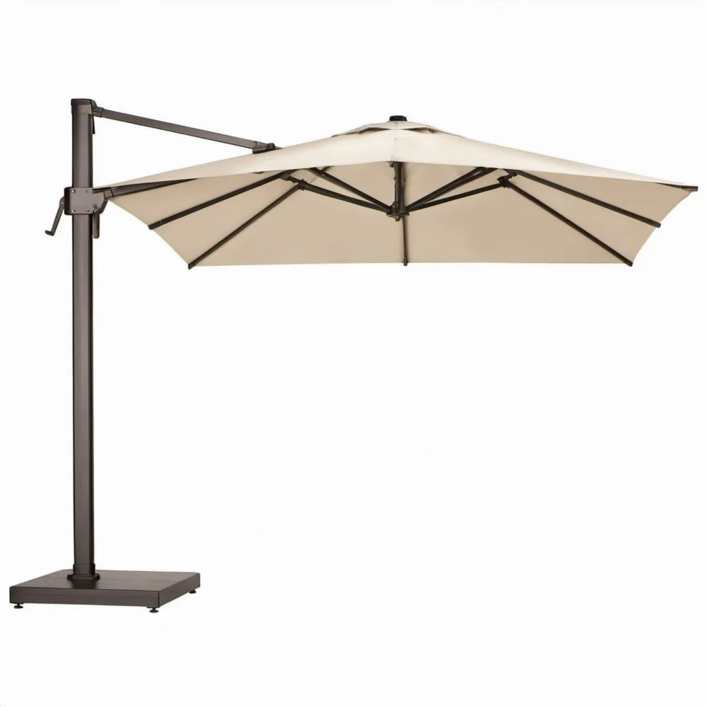 Zweefparasol 300 x 300 x 250 cm vierkant van polyester en staal - Crème/Donkerbruin