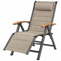 Verstelbare inklapbare ligstoel 160 x 65 x 80 cm beige, zwart en naturel bruin