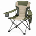 Opvouwbare campingstoel met bekerhouder en opbergvakken – Groen/Beige/Antracietgrijs – 60 x 90 x 105 cm