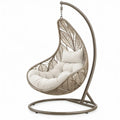 Eivormige hangstoel met standaard 105 x 105 x 195 cm taupe en crème