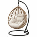 Eivormige hangstoel met standaard 105 x 105 x 195 cm Beige/Zwart
